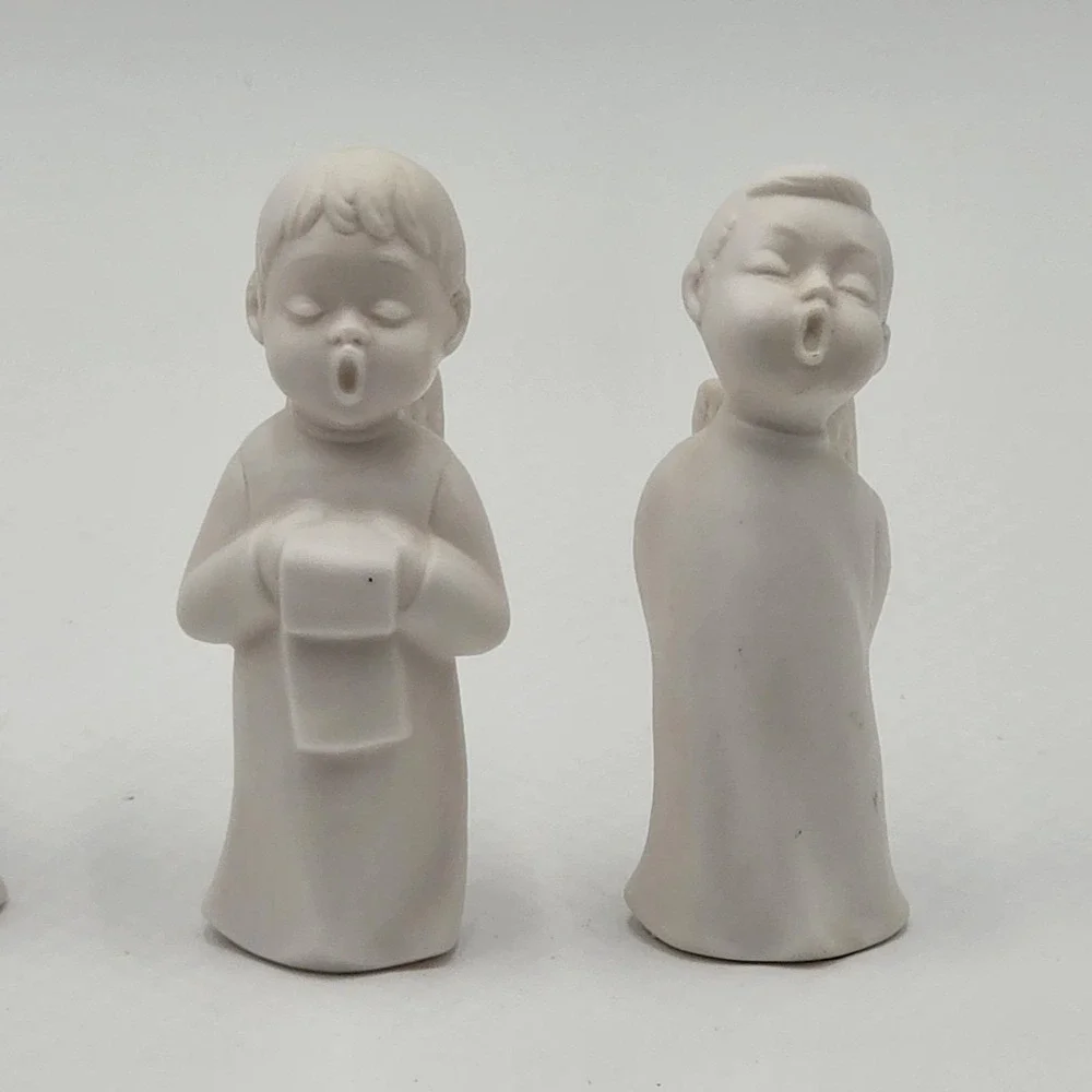Vintage Schmid Bros Japan Bisque Porcelain Singing Angel Figurines Set‎ of 4